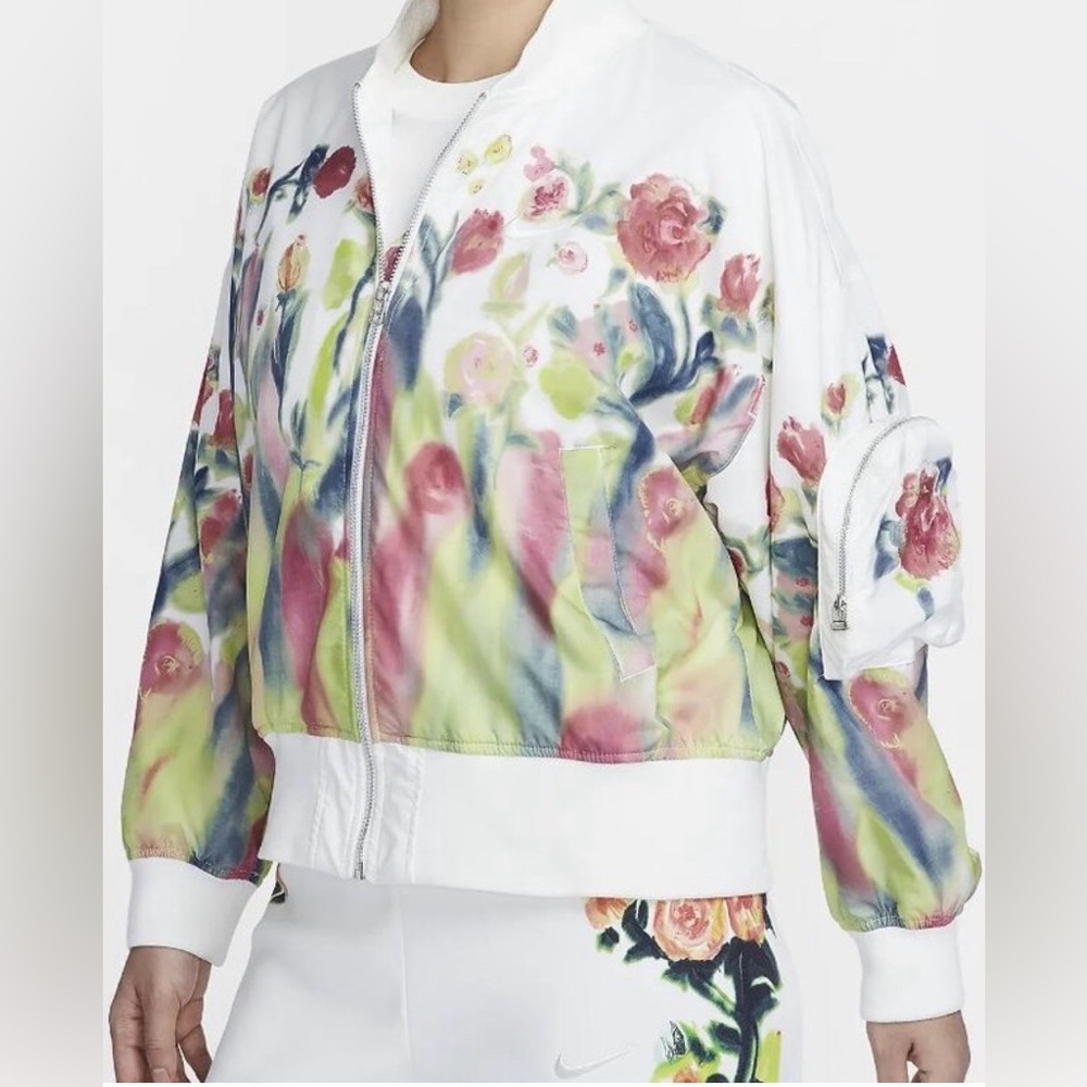 RARE Nike Sportswear Ady Floral Zip-Up Bomber Jacket Womens Sz S